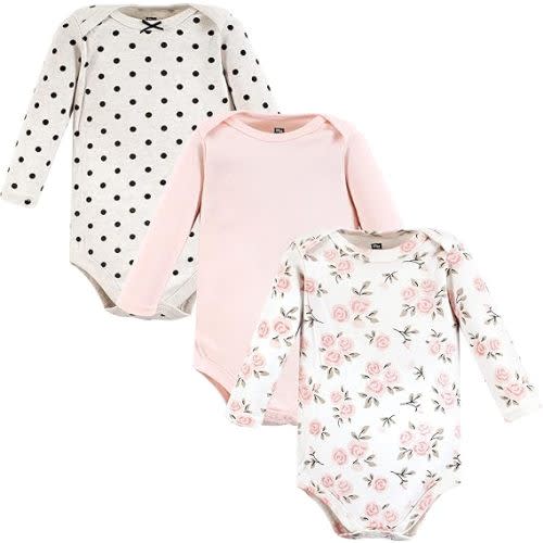 Hudson Baby baby-girls Cotton Long-sleeve Bodysuits 3-pack