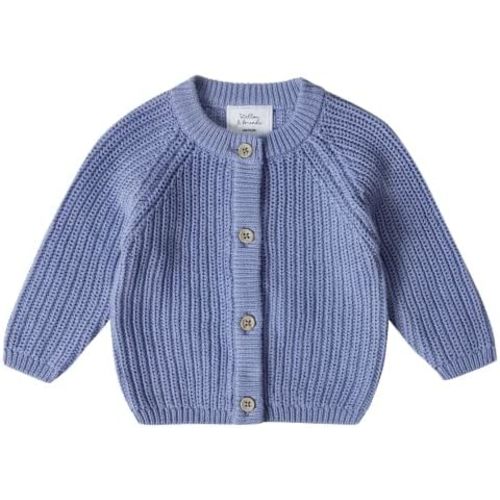 Stellou & friends 100% Cotton Chunky Ribbed Knitted Cardigan for Boys & Girls Ages 0-6 Years