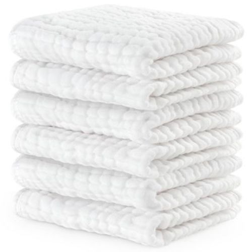 Baby Washcloths Muslin Cotton, Large 10”x10” by Comfy Cubs