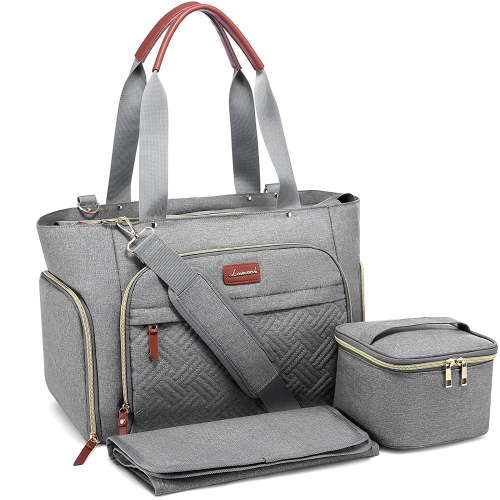 Lovevook Breast Pump Bag, Tote Diaper Bag with Changing Pad, Pump Bag for Working Mom with 15.6" Laptop Pocket and Milk Storage Bag Ice Pack