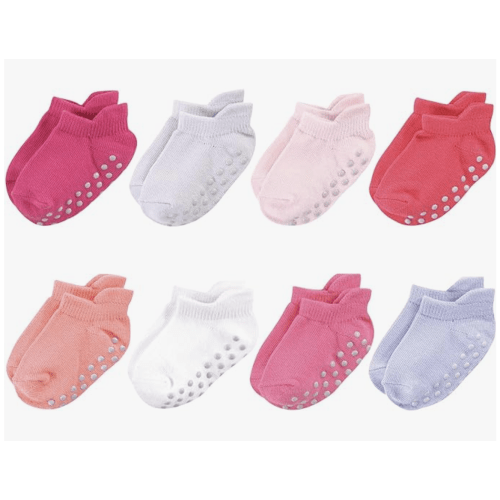 Touched by Nature Baby Girls' Organic Cotton Socks with Non-Skid Gripper for Fall Resistance