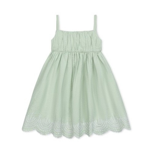 Hope & Henry Girls' Organic Sleeveless Ruched Party Dress with Embroidered Hem, Infant, Size: 6-12 months