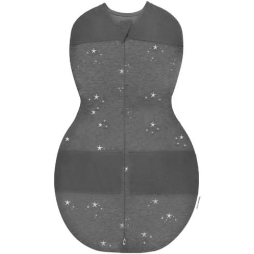 Happiest Baby Sleepea 5-Second Swaddle - 100% Organic Cotton Baby Swaddle Blanket - Doctor Designed Promotes Healthy Hip Development (Charcoal Stars, X-Large)