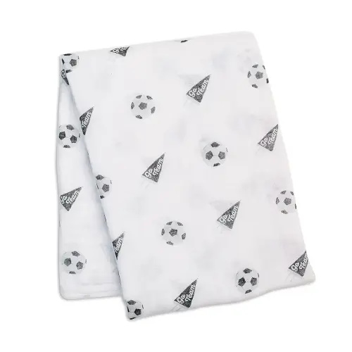 lulujo Baby Swaddle Blanket| Unisex Softest 100% Cotton Muslin Swaddle Blanket| Neutral Receiving Blanket for Girls & Boys | 47in x 47in Soccer