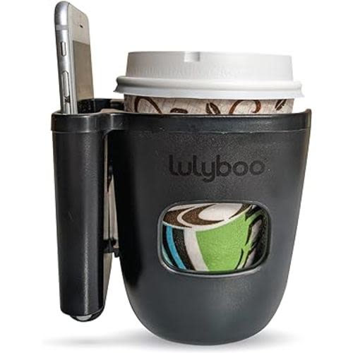 Lulyboo 2-in-1 Stroller Phone & Cupholder Organizer, Black