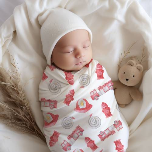 Watercolor Fire Truck Swaddle | Baby Swaddle | Firefighter Baby | Firefighter Nursery | Fireman Baby Gift | Baby Shower Gift | Fire Truck