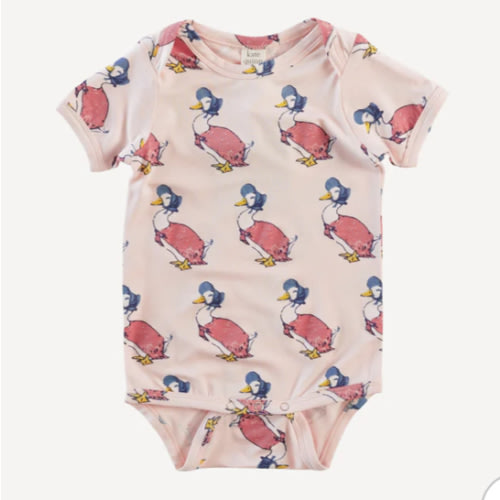 short sleeve lap neck bodysuit | jemima puddle duck | bamboo
