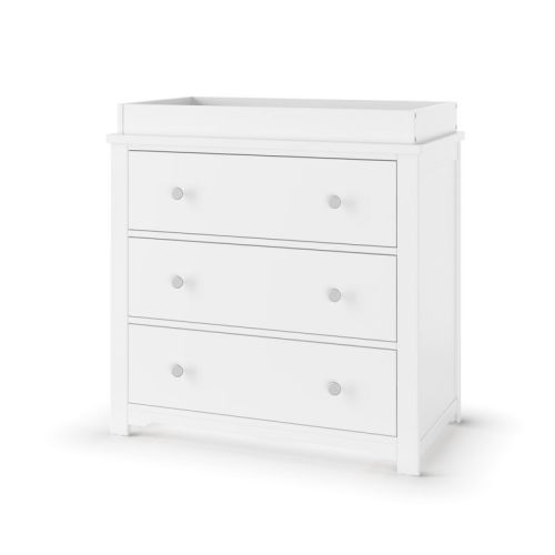Child Craft Harmony 3 Drawer Dresser with Removable Changing Table Topper, Anti-Tip Kit Included to Prevent Tipping, Baby Safe Finish (Matte White)