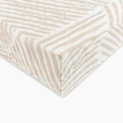 babyletto Quilted Changing Pad Cover in GOTS Certified Organic Muslin Cotton - Oat Stripe