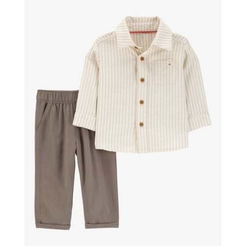 Baby 2-Piece Striped Button-Down Shirt & Pull-On Pant Set - Carter's | Carter's