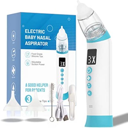 Electric Baby Nasal Aspirator, Rechargeable Nose Sucker for Baby, Adjustable 3 Levels Suction, Booger Sucker for Baby with 8 Light Modes & Adjustable Volume Nursery Rhymes