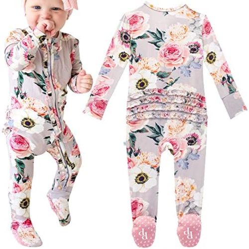 Posh Peanut Baby Girl Sleepers - Viscose from Bamboo Baby Pajamas & 2 Way Zipper Sleepers - Ruffled Baby Clothes for Girls