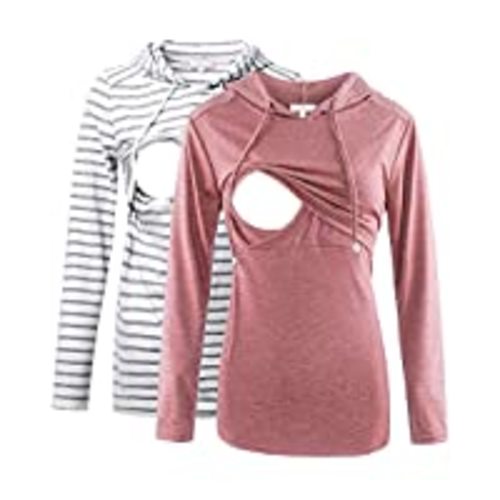 GINKANA Women's Nursing Hoodie Sweatshirt Long Sleeves Breastfeeding Maternity Tops Casual Clothes at Amazon Women’s Clothing store