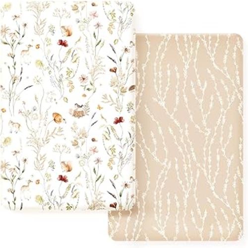 Stretchy Ultra Soft Jersey Knit Fitted Pack n Play Sheets Set 2 Pack, Portable/Mini Crib Sheets for Girls, Universal Fit for Pack N Plays Safe and Snug, Dream Print