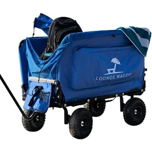 The Lounge Wagon – The Only Wagon That Converts into a 2-Person Chair - 3-in1 cart - Included Cargo net- Ultimate Beach Wagons– Beach Chairs for Adults – Sports Wagon(Umbrella Sold Separately)…