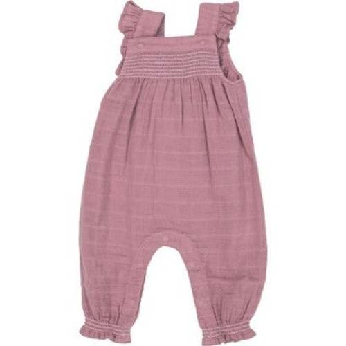 Solid Smocked Overall, Fox Glove (3-6 mo)