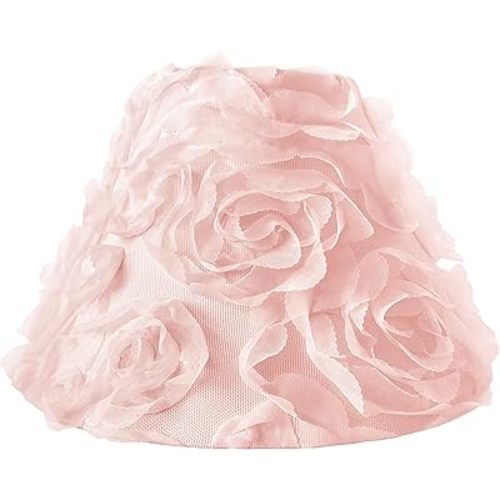 Sweet Jojo Designs Pink Floral Rose Lamp Shade - Solid Light Blush Flower Luxurious Elegant Princess Vintage Boho Shabby Chic Luxury Glam High End Roses