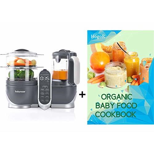 Babymoov Baby Cook Duo Baby Food Maker Steamer and Blender, Baby Food Maker for Infants and Toddlers 6 in 1 Baby Food Processor, Defroster, Sterlizer, Bundled with HogoR Organic Baby Food Cookbook