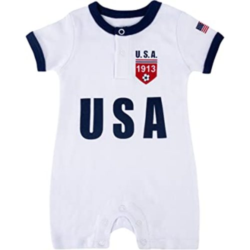 Baby Soccer Bodysuit - Short Sleeve Romper Outfit for Newborn & Toddler 0-24 Months