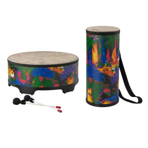 Remo Kids Percussion 18" Gathering Drum & 6" Konga Set, Rainforest Finish