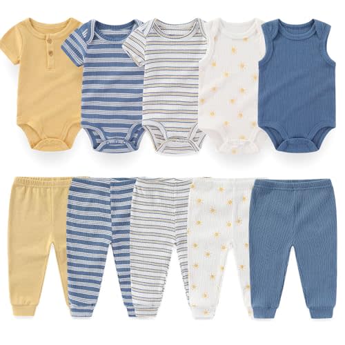 Kiddiezoom Baby Layette Set 10-Piece with Bodysuits and Pants Set