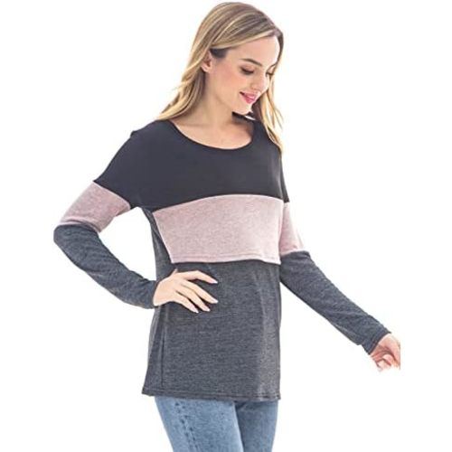 Bearsland Women's 3 Packs Maternity Clothes Long Sleeves Breastfeeding Shirts Nursing Top