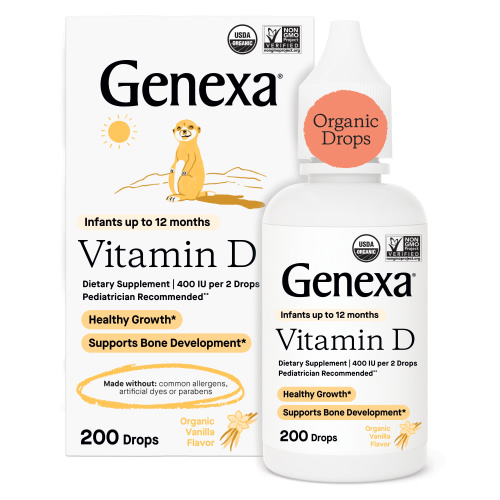 Genexa Baby Organic Vitamin D Drops, Zero Artificial Additives, 200 Drops
