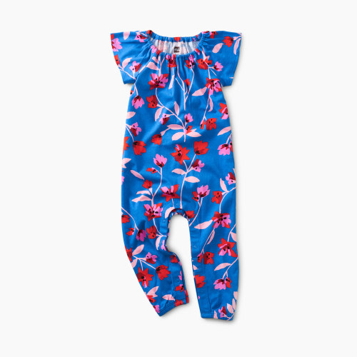Tea Collection Flutter Sleeve Romper - Floral Breeze, 3-6 Months
