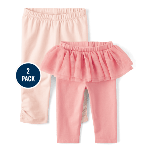 Baby Girls Tutu Leggings 2-Pack - Rosebud