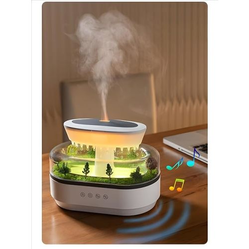 Cloud Rain Cloud Humidifiers 350ML Water Drip Mushroom Humidifiers with Remote Control 7 Colors Mood Light Air Humidifier Raindrop Humidifiers for Bedroom (White)