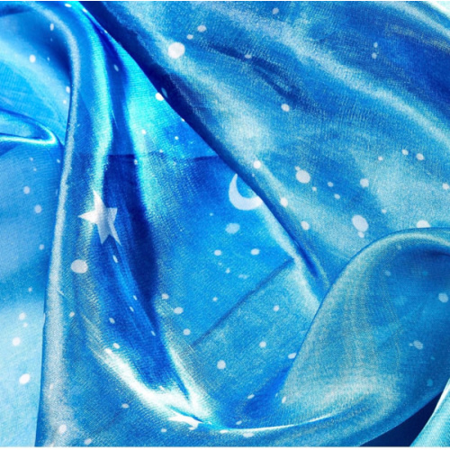 Space Organdy Play Scarf for Kids & Toddlers – Unique Galaxy Design with Stars & Moons, Soft Shiny Fabric for Sensory Play, Peekaboo, Dancing & Dress-Up, 33.5" Square