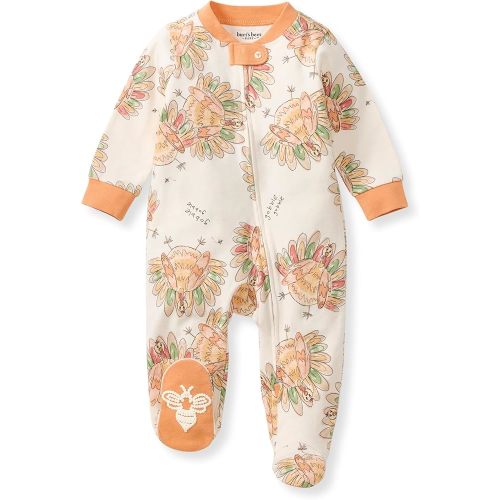 Burt's Bees Baby Girls Footed One-piece Pajamas, Sleep and Play Loose Fit, 100% Organic Cotton, Sizes NB to 6-9 Months