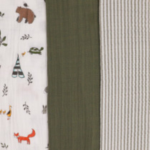 Little Unicorn Cotton Muslin Swaddle 3 Pack - Forest Friends 2
