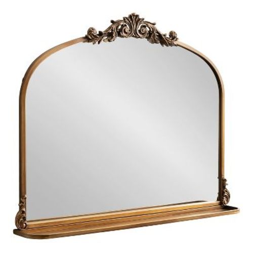 Kate & Laurel All Things Decor 33"x26" Arendahl Traditional Arch Mirror with Shelf Gold