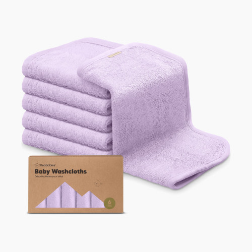 KeaBabies Deluxe Baby Bamboo Viscose Washcloths (6 Pack) - Soft Lilac, 6
