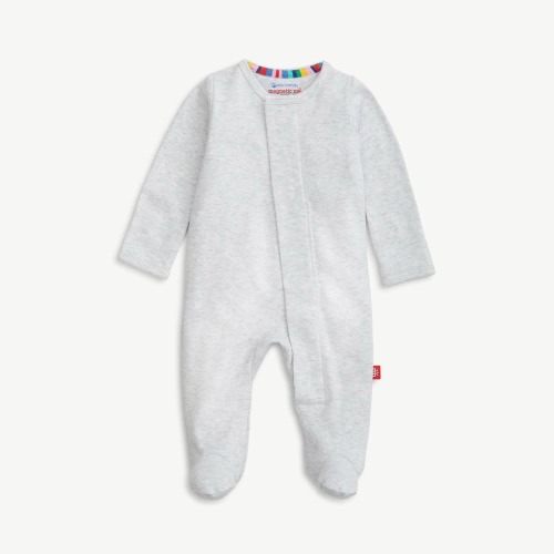 light gray melange organic cotton magnetic parent favorite footie – Magnetic Me