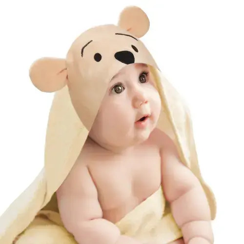 Disney Baby Winnie the Pooh Tan Cotton Hooded Baby Bath Towel – Lambs & Ivy
