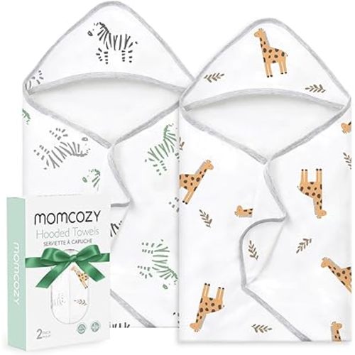 Momcozy Best Wishes Baby Towel with Hooded-Original Design Baby Towel Set -Soft & Absorbent- Shower Gifts or Bath Essential for Infant, Newborn, Toddler