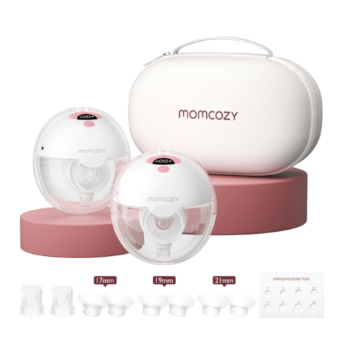 Momcozy All-in-one M5 Wearable Breast Pump, Hands-Free Electric Breast Pump, Double-Sealed Flange with 3 Modes and 9 Levels, Pink