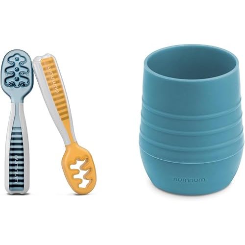 Bundle of 2!!! NumNum Baby Spoons for Kids Aged 6+ Months - First Stage, Baby Led Weaning (BLW) + NumNum Cup for Ages 4+ months - 2oz Non-Slip