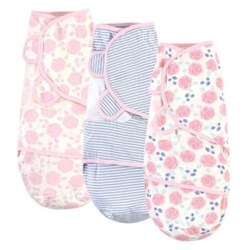 Touched By Nature Baby Girl Organic Cotton Swaddle Wraps, Pink Rose, 0-3 Months