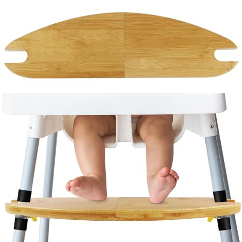 ECOGREDA Baby Bamboo High Chair Accessories Compatible with Antilop IKEA Footrest, Adjustable Foot Rest