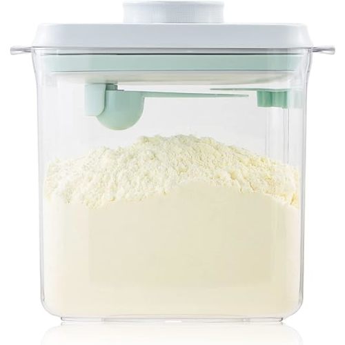 Formula Container 1700ml, Airtight Formula Dispenser with One-Button Pop Lid, BPA-Free Food-Grade AS Milk Powder Storage Container with Scoop, Leakproof Stackable Design
