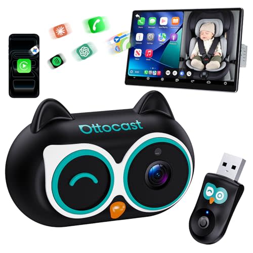 OTTOCAST Cabin Care Baby Car Camera with Wireless CarPlay, 1080P HD Rear Seat Monitor on Car Screen, No-Glow Night Vision, Split Screen Display, Safer Driving for Parents and Baby, 150 Wide Angle