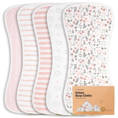KeaBabies 5pk Urban Baby Burp Cloths, Organic Burping Cloth for Babies, Burp Rags for Baby Girls, Boys, Color: Sweet charm
