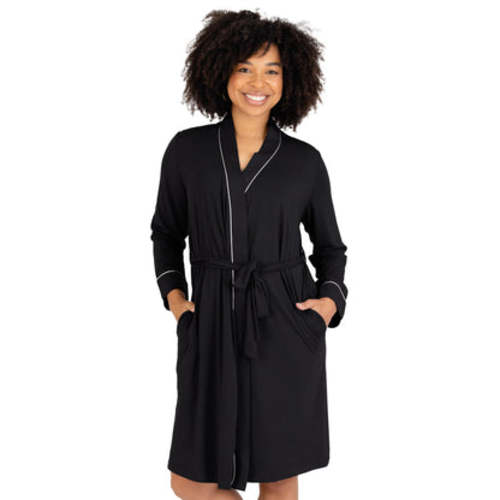 Large Clea Bamboo Classic Robe | Black