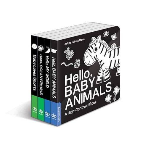 High Contrast Baby Book Set: Baby Animals, My World, Ocean Friends, Baby Loves Sports