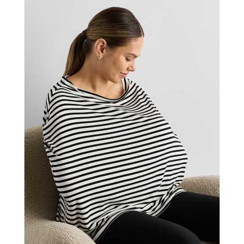 Bamboo 5-in-1 Multi-Use Cover in Black/White Stripe