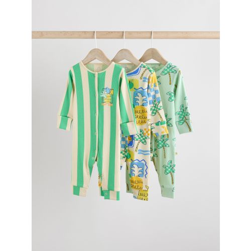 Green Baby Bright Pineapple Sleepsuits 3 Pack (0mths-3yrs)