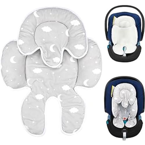 SERAPHY Infant Car Seat Insert, 2-in-1 Detachable Mesh Baby Carseat Head & Body Support, Universal Soft Baby Car Seat Cushion, Multi-Functional Full Body Support Newborn to Toddler — Clouds